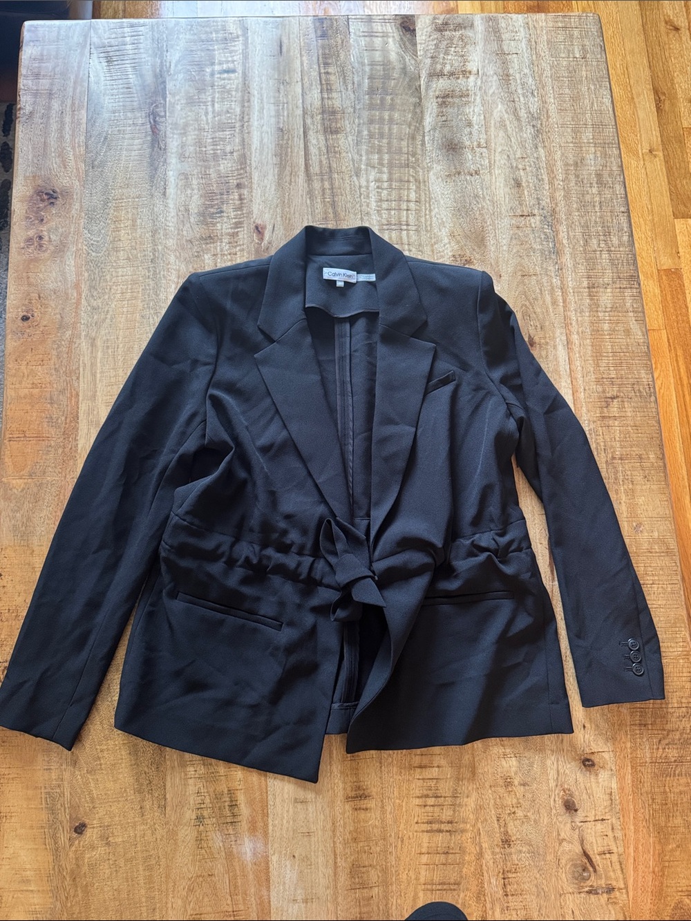 Calvin Klein Black Tie-Waist Blazer Suit Jacket size 12 / Large NEW NWT